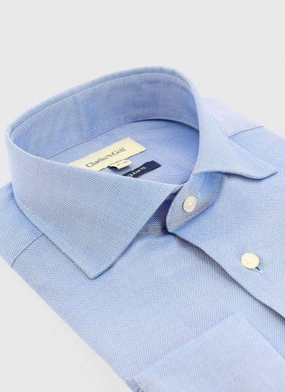 Chemise regular fit Charles Le Golf _ Bleu ciel faux uni _ 81 - Bleu ciel
