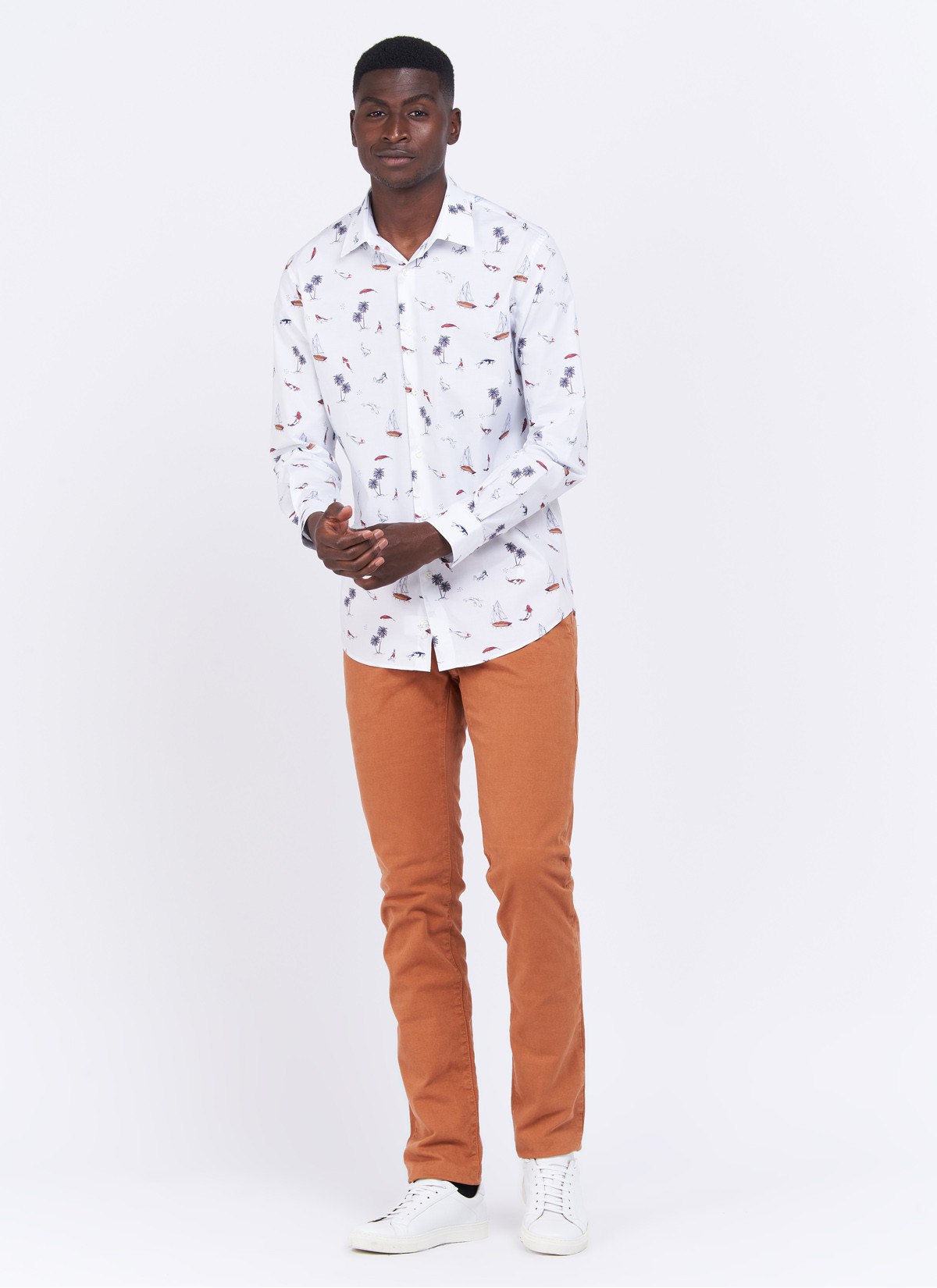 Chemise slim fit à motifs Charles Le Golf _ Blanc à motifs fantaisie _ 10 - Blanc
