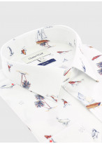 Chemise slim fit à motifs Charles Le Golf _ Blanc à motifs fantaisie _ 10 - Blanc