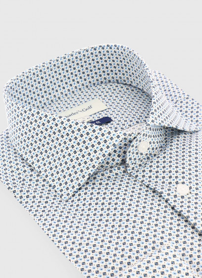 Chemise regular fit à motif géométrique Charles Le Golf _ Blanc à motifs graphiques _ 10 - Blanc