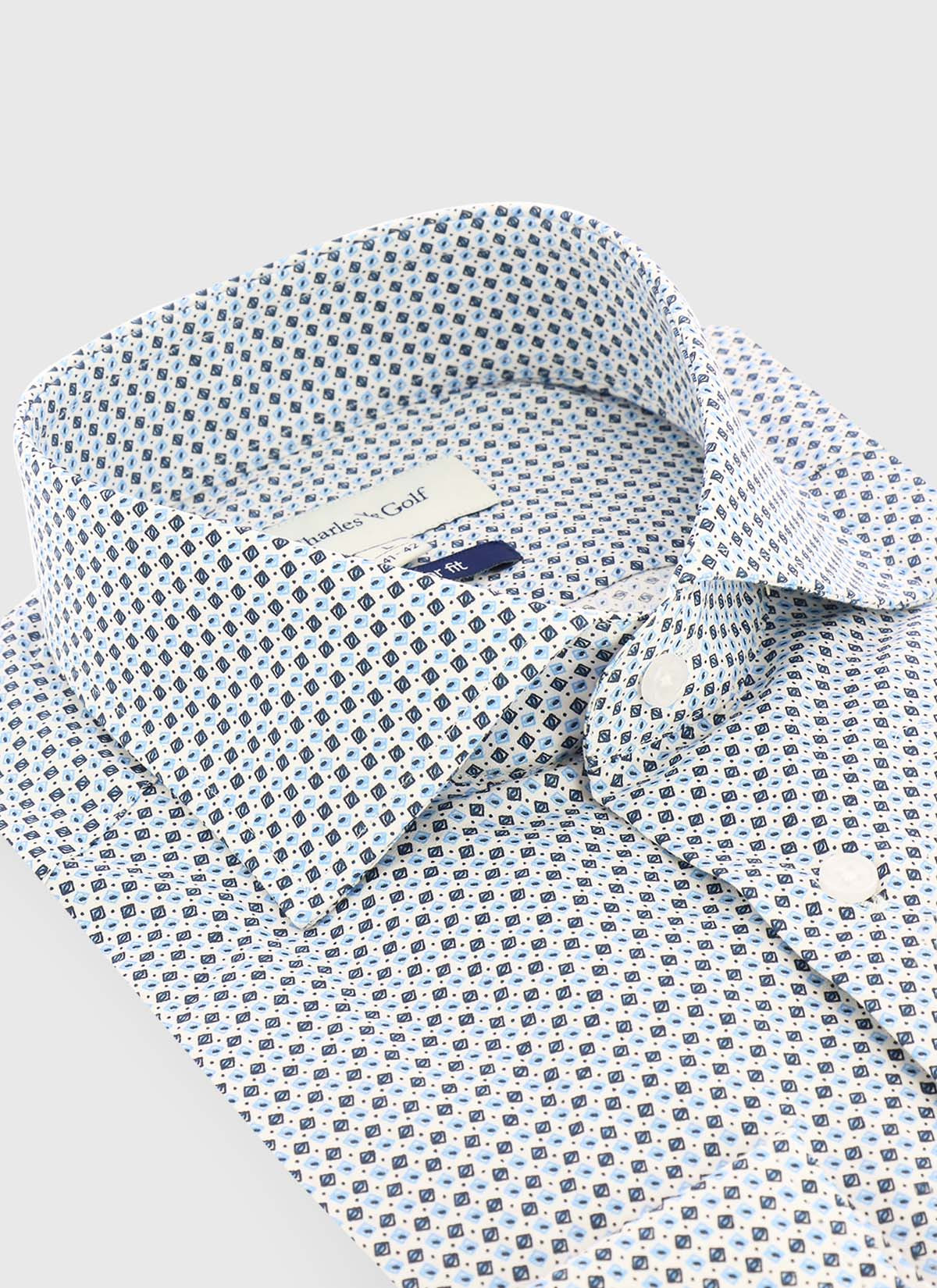 Chemise regular fit à motif géométrique Charles Le Golf _ Blanc à motifs graphiques _ 10 - Blanc