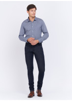 Chemise slim fit à motif géométrique Charles Le Golf _ Bleu ardoise à motifs graphiques _ 86 - Bleu ardoise