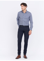 Chemise slim fit à motif géométrique Charles Le Golf _ Bleu ardoise à motifs graphiques _ 86 - Bleu ardoise