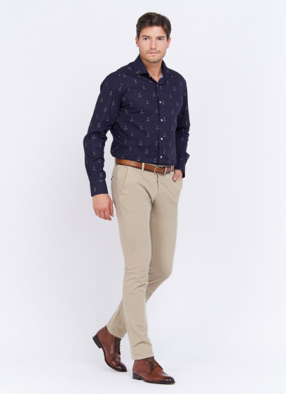 Chemise regular fit à motifs Charles Le Golf _ Bleu marine à motifs fantaisie _ 88 - Bleu marine