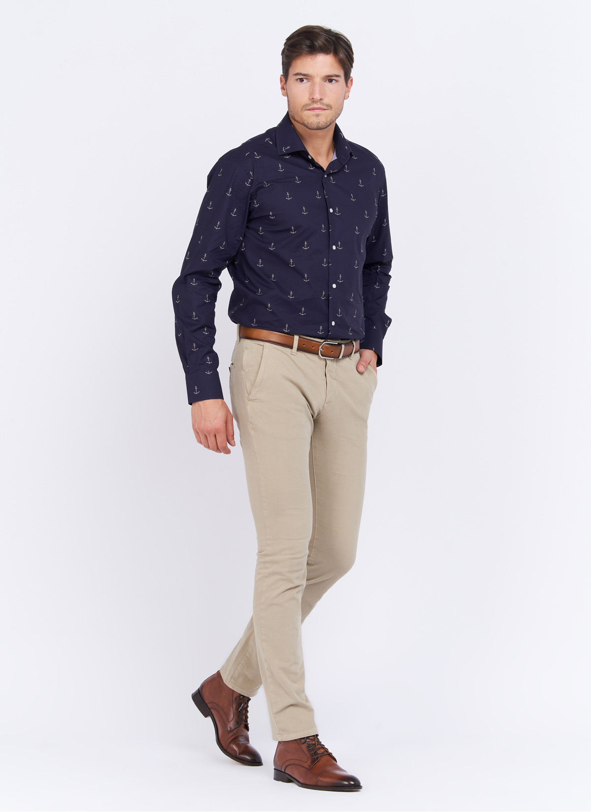 Chemise regular fit à motifs Charles Le Golf _ Bleu marine à motifs fantaisie _ 88 - Bleu marine