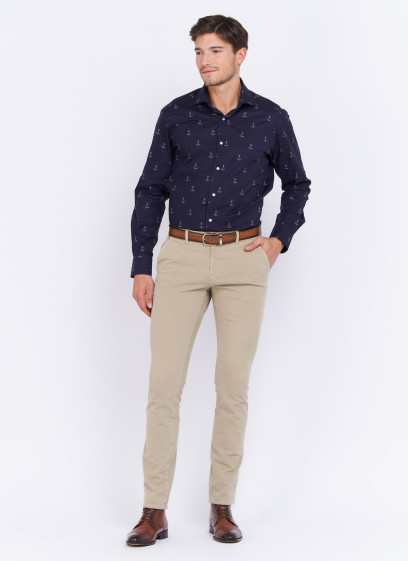 Chemise regular fit à motifs Charles Le Golf _ Bleu marine à motifs fantaisie _ 88 - Bleu marine