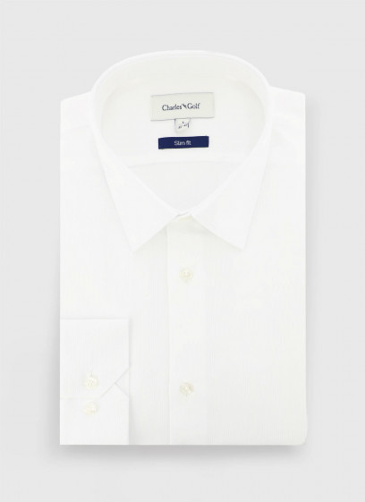 Chemise slim fit Charles Le Golf _ Blanc uni _ 10 - Blanc
