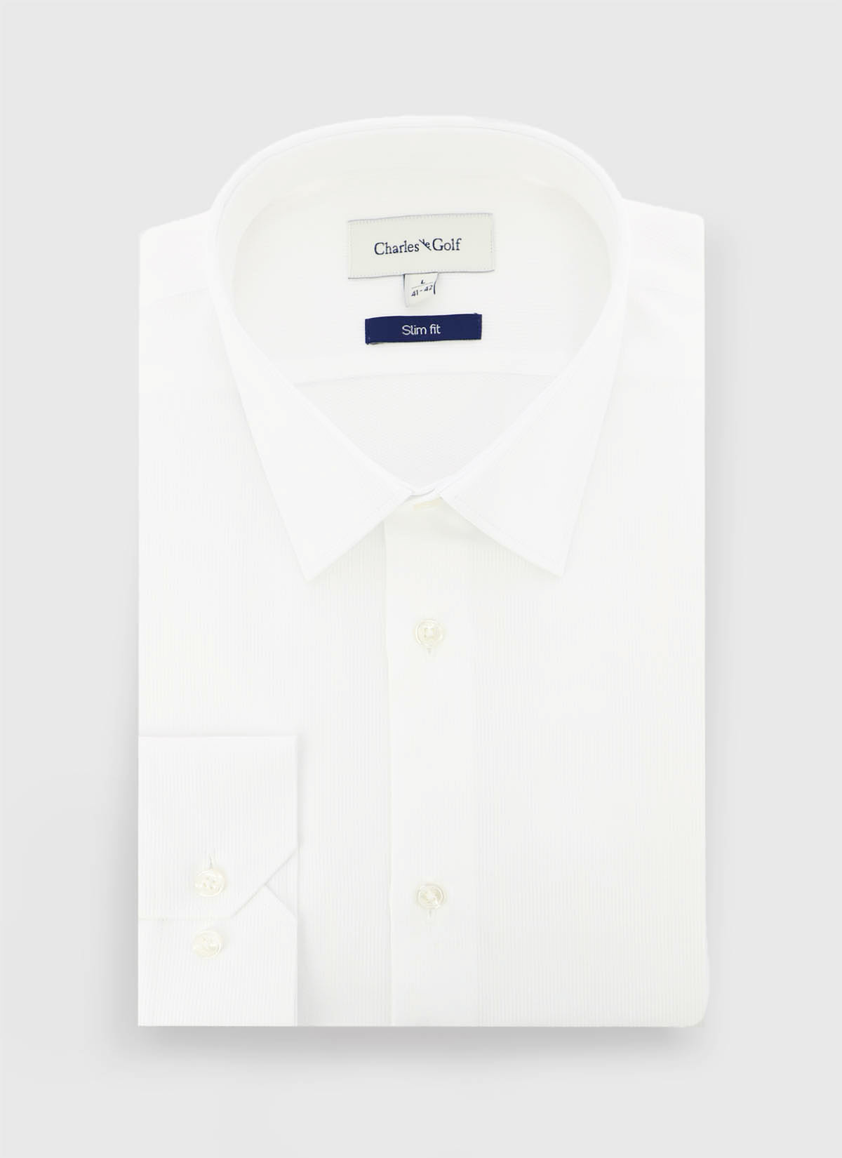 Chemise slim fit Charles Le Golf _ Blanc uni _ 10 - Blanc