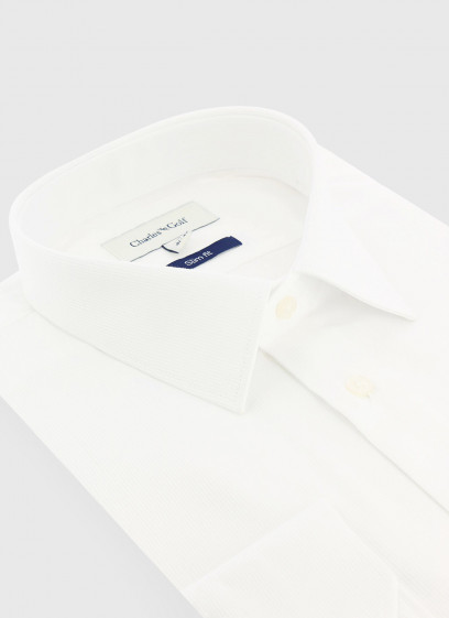 Chemise slim fit Charles Le Golf _ Blanc uni _ 10 - Blanc