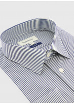 Chemise slim fit à rayures Charles Le Golf _ Bleu ardoise à rayures _ 86 - Bleu ardoise