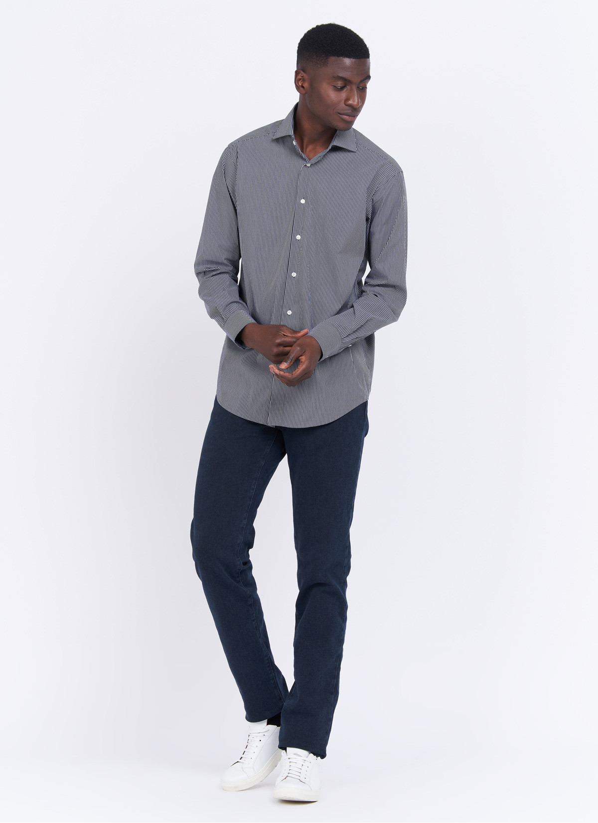 Chemise regular fit à rayures Charles Le Golf _ Gris foncé à rayures _ 23 - Gris foncé