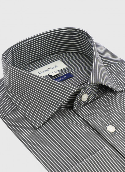 Chemise regular fit à rayures Charles Le Golf _ Gris foncé à rayures _ 23 - Gris foncé
