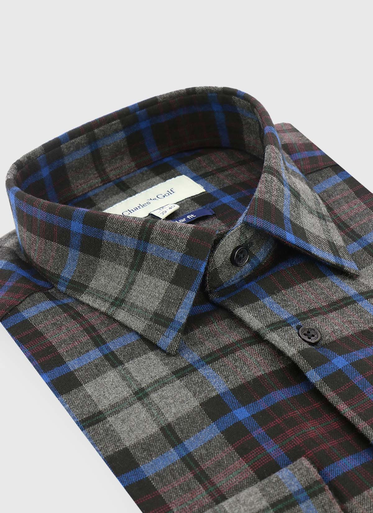 Chemise regular fit à carreaux Charles Le Golf _ Gris foncé à carreaux _ 23 - Gris foncé
