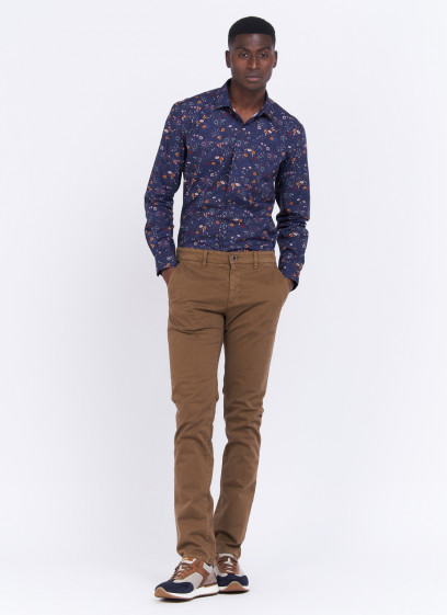 Chemise slim fit à motif fleuri Charles Le Golf _ Bleu marine à fleurs _ 88 - Bleu marine