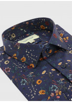 Chemise slim fit à motif fleuri Charles Le Golf _ Bleu marine à fleurs _ 88 - Bleu marine
