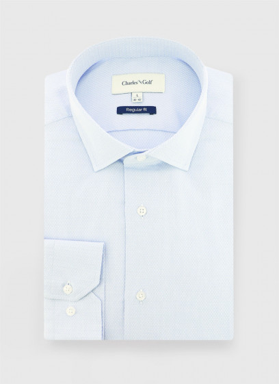 Chemise regular fit texturée Charles Le Golf _ Bleu pastel à motifs graphiques _ 80 - Bleu Pastel
