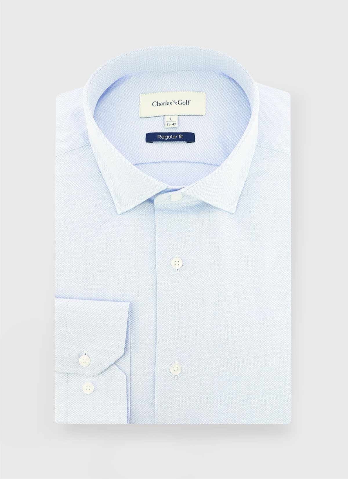 Chemise regular fit texturée Charles Le Golf _ Bleu pastel à motifs graphiques _ 80 - Bleu Pastel