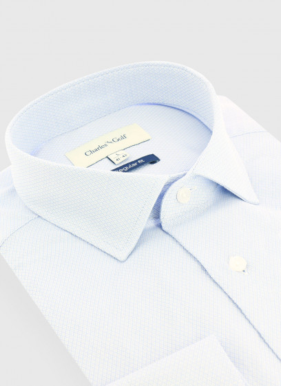 Chemise regular fit texturée Charles Le Golf _ Bleu pastel à motifs graphiques _ 80 - Bleu Pastel