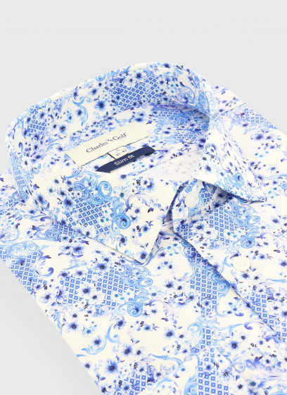 Chemise slim fit à motif géométrique Charles Le Golf