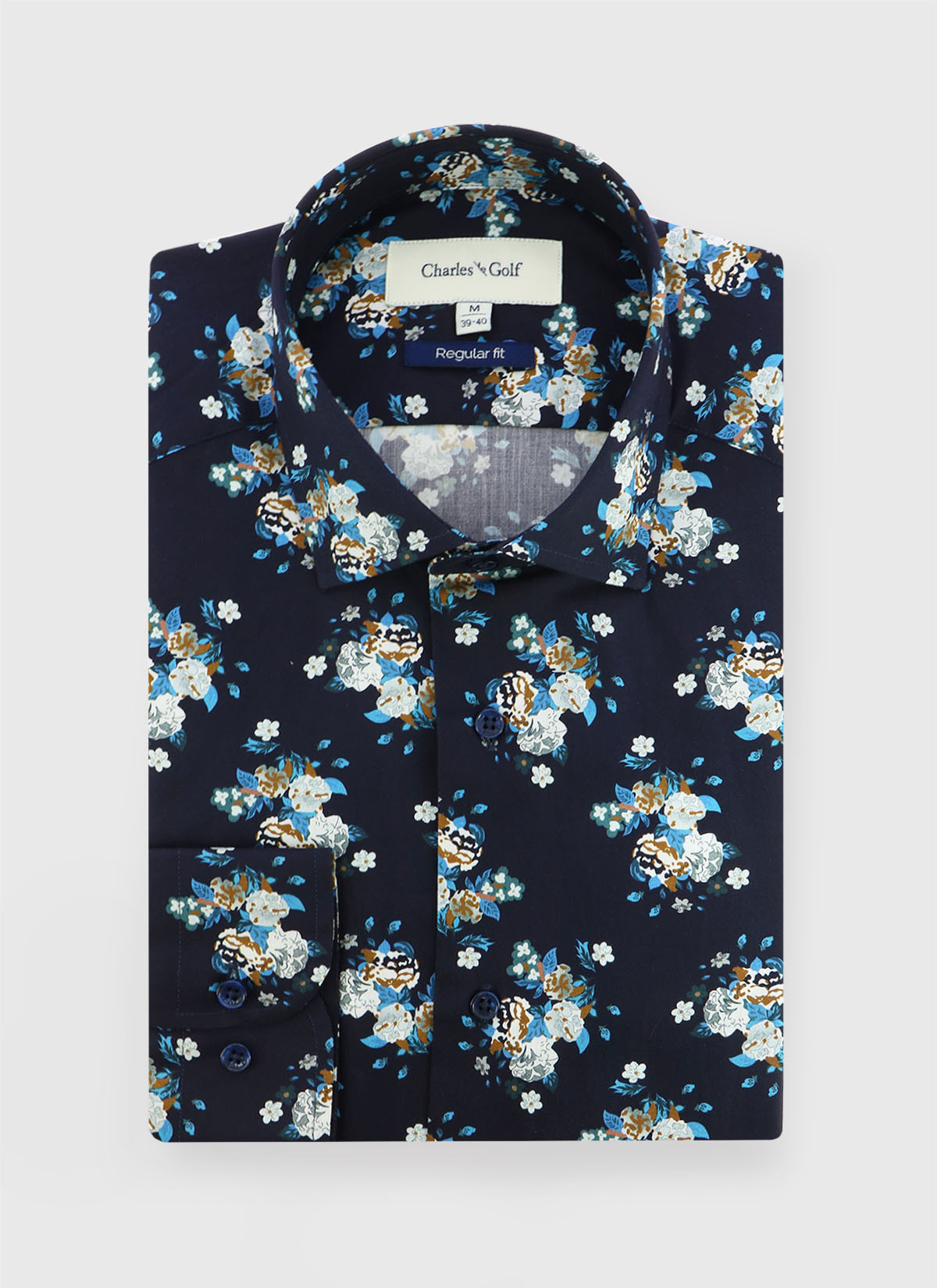 Chemise regular fit à motif fleuri Charles Le Golf _ Bleu marine à fleurs _ 88 - Bleu marine