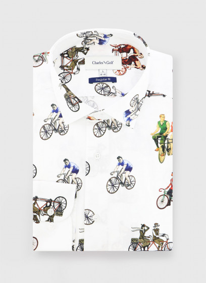 Chemise regular fit à motif fantaisie Charles Le Golf _ Blanc à motifs fantaisie _ 10 - Blanc