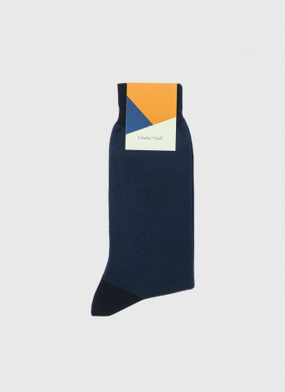 Chaussettes montantes Charles Le Golf _ Bleu marine faux uni _ 88 - Bleu marine