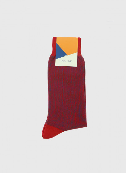Chaussettes montantes Charles Le Golf _ Rouge carmin faux uni _ 53 - Rouge carmin