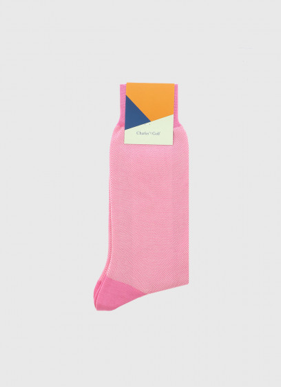 Chaussettes montantes Charles Le Golf _ Rose pastel faux uni _ 62 - Rose pastel