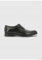 Derby double boucle en cuir Charles Le Golf _ Noir uni _ 01 - Noir