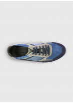 Baskets bi-matières à semelle épaisse Charles Le Golf _ Bleu denim tricolore _ 84 - Bleu denim