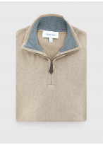 Pull col zippé Charles Le Golf _ Sable uni _ 31 - Sable