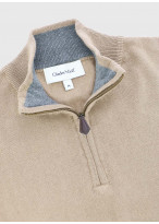 Pull col zippé Charles Le Golf _ Sable uni _ 31 - Sable