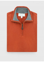 Pull col zippé Charles Le Golf _ Rouge corail uni _ 51 - Rouge corail