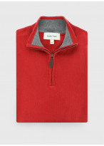 Pull col zippé Charles Le Golf _ Rouge vermillon uni _ 52 - Rouge vermillon