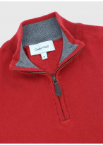 Pull col zippé Charles Le Golf _ Rouge vermillon uni _ 52 - Rouge vermillon