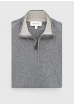 Pull col zippé Charles Le Golf _ Gris moyen faux uni _ 22 - Gris moyen