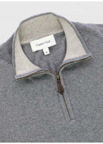 Pull col zippé Charles Le Golf _ Gris moyen faux uni _ 22 - Gris moyen