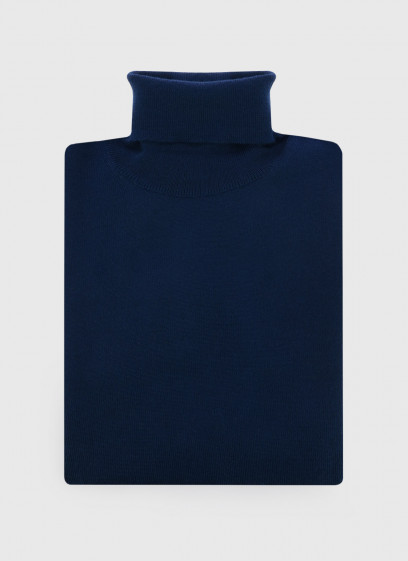 Pull col roulé Charles Le Golf _ Bleu marine uni _ 88 - Bleu marine