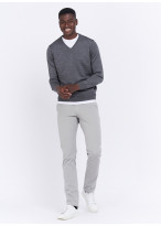 Pull col V Charles Le Golf _ Gris foncé faux uni _ 23 - Gris foncé