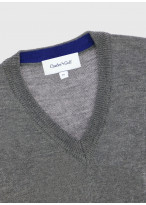 Pull col V Charles Le Golf _ Gris foncé faux uni _ 23 - Gris foncé