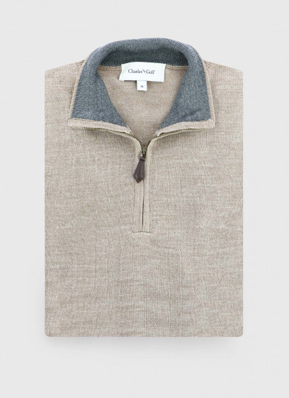 Pull col zippé Charles Le Golf _ Nude faux uni _ 13 - Nude
