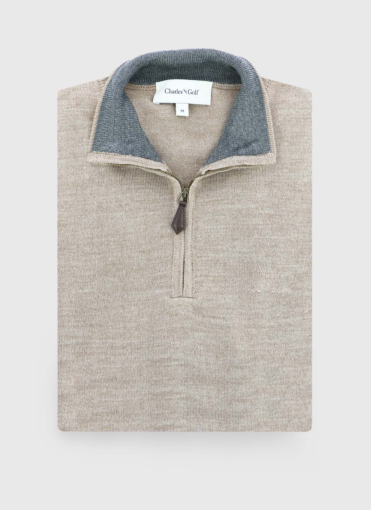 Pull col zippé Charles Le Golf _ Nude faux uni _ 13 - Nude