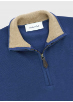 Pull col zippé Charles Le Golf _ Bleu pétrole uni _ 87 - Bleu pétrole
