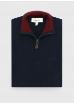 Pull col zippé Charles Le Golf _ Bleu marine uni _ 88 - Bleu marine