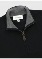 Pull col zippé Charles Le Golf _ Noir uni _ 01 - Noir