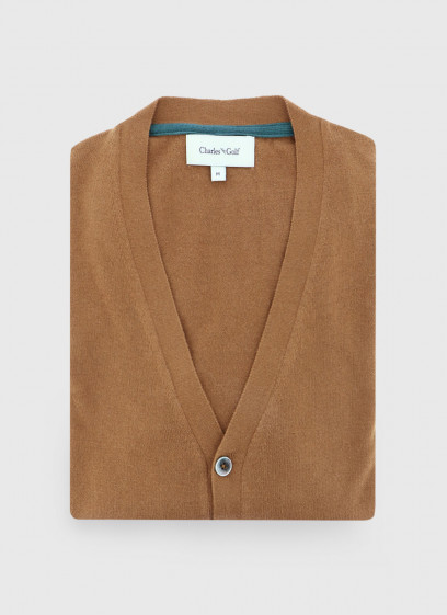 Cardigan en coton Charles Le Golf _ Tabac uni _ 33 - Tabac