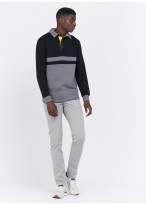 Polos tricolore manches longues Charles Le Golf _ Noir tricolore _ 01 - Noir