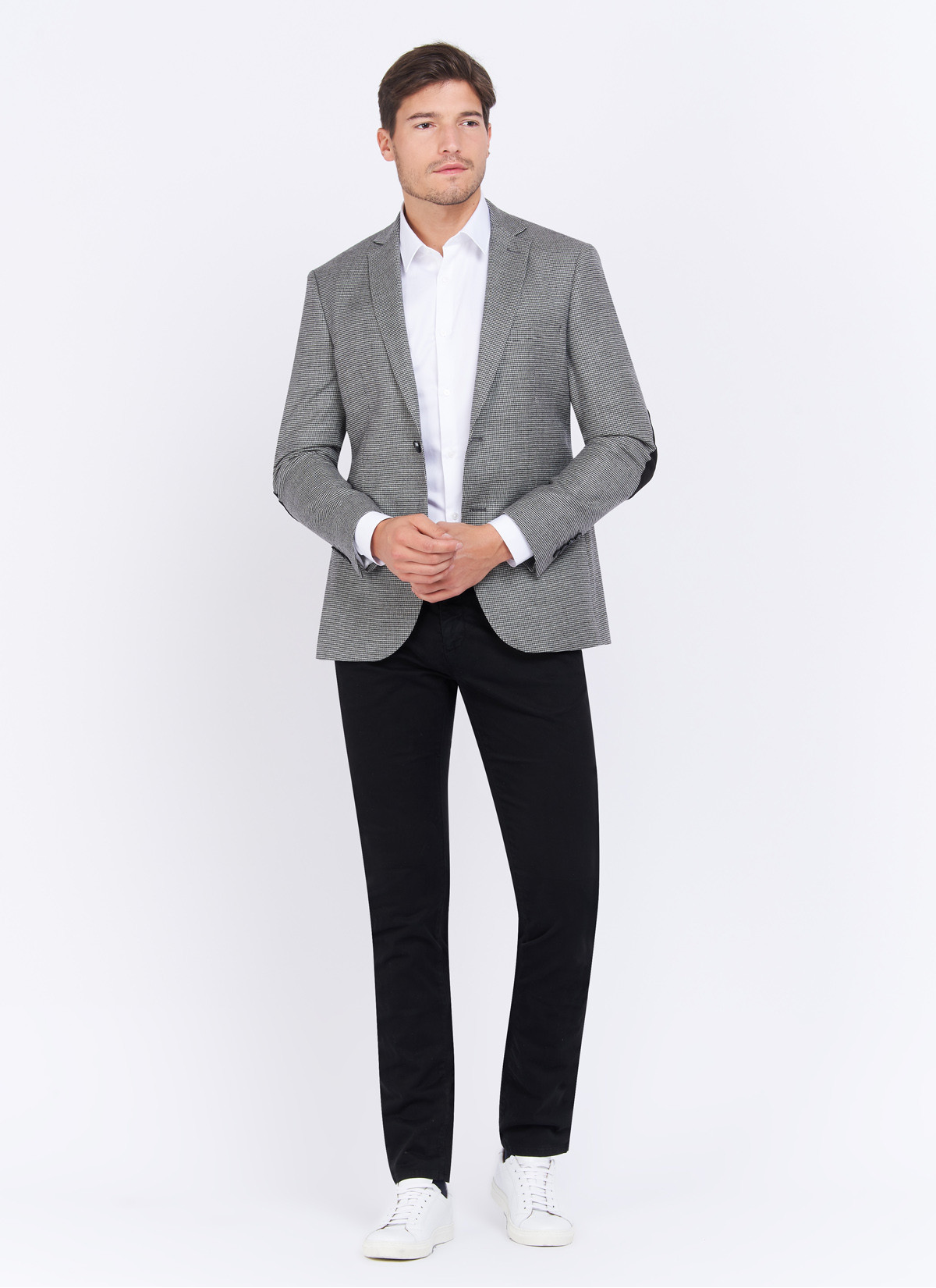Veste slim fit pied de poule Charles Le Golf _ Gris moyen pied de poule _ 22 - Gris moyen