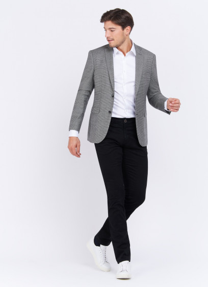 Veste slim fit pied de poule Charles Le Golf _ Gris moyen pied de poule _ 22 - Gris moyen