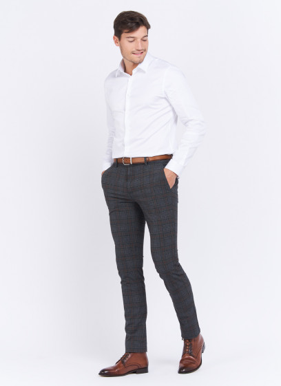 Pantalon chino à carreaux slim fit Charles Le Golf _ Gris foncé à carreaux _ 23 - Gris foncé